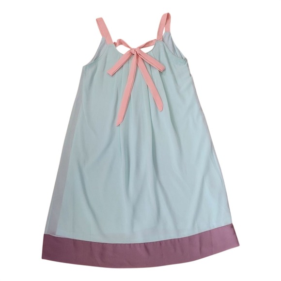 Silk Blend Colorblock Mini Slip Dress S Pastel Bow Twee Coquette Babydoll - Picture 1 of 4